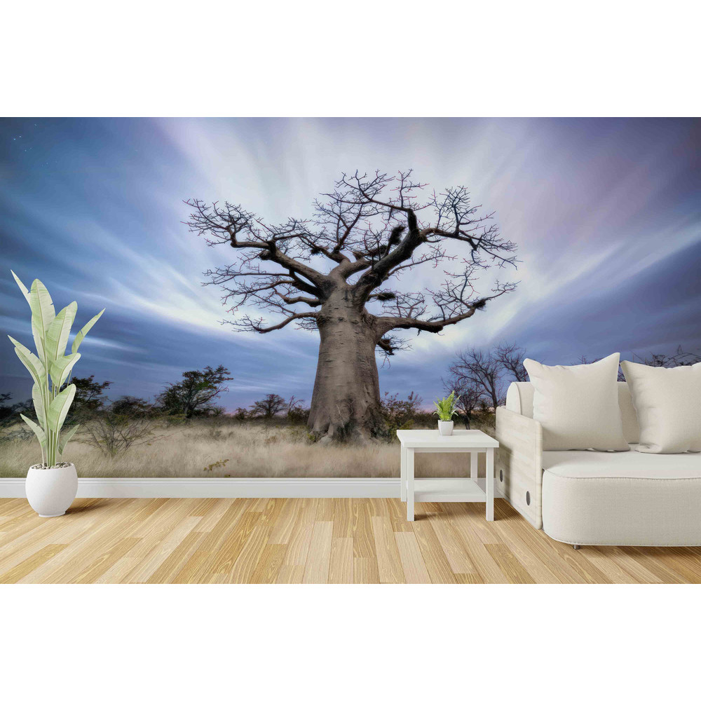 Baobab Tree Wallpaper, Tree Paper Art, Big Tree Wall Print, Self Adhesive Paper, Landscape Mural, 3D Papercraft, Wall Decorations, Wallpaper.jpg
