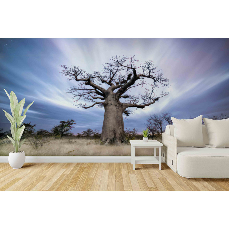 Baobab Tree Wallpaper, Tree Paper Art, Big Tree Wall Print, Self Adhesive Paper, Landscape Mural, 3D Papercraft, Wall Decorations, Wallpaper.jpg