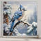 Blue Jay In Snow Watercolor Painting Canvas Print, Birds Wall Decor, Winter Wall Art Framed Ready To Hang.jpg