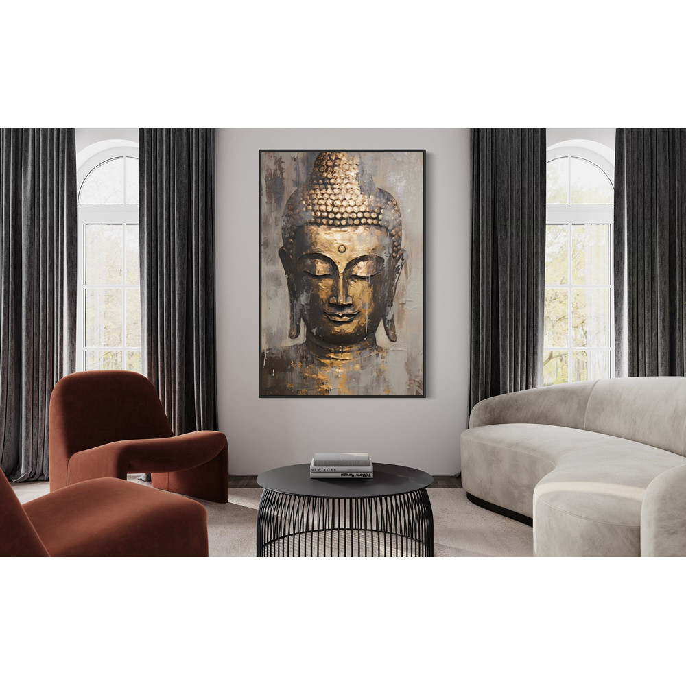 Buddha Portrait Abstract Painting Extra Large Canvas Print, Indian Wall Art Framed Or Unframed Ready To Hang.jpg