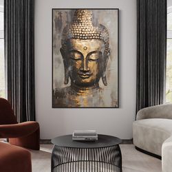 buddha portrait abstract painting extra large canvas print, indian wall art framed or unframed ready to hang