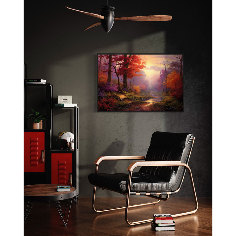 Autumn Wall Art, Fall Forest Painting Canvas Print, Nature Landscape Living Room Wall Decor Framed Ready To Hang.jpg