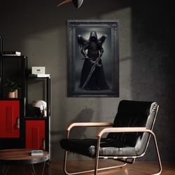 dark angel painting canvas print or poster, halloween wall art, gothic decor, dark academia artwork ready to hang