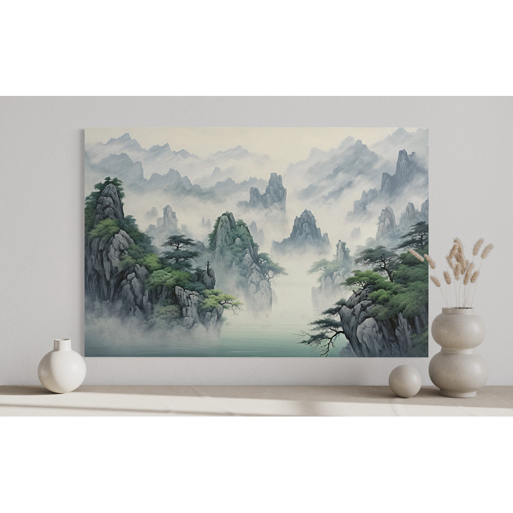 Chinese Wall Art - Traditional Chinese Mountain Landscape In Shan Shui Hua Style Painting Canvas Print Ready To Hang.jpg