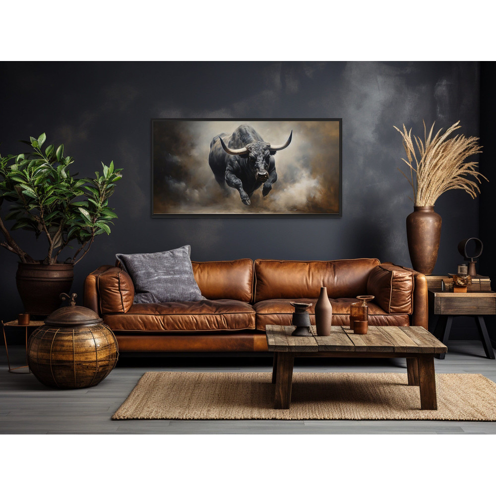 Charging Bull Painting Extra Large Canvas Print - Man Cave Decor, Office, Game Room Art -  Framed, Unframed, Ready To Hang.jpg