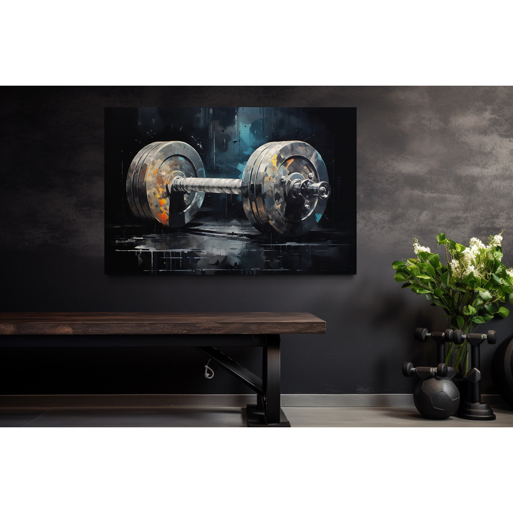 Barbell Graffiti Painting Canvas Print - Gym Wall Art - Motivational Fitness Sports Wall Decor Framed Unframed Ready to Hang.jpg