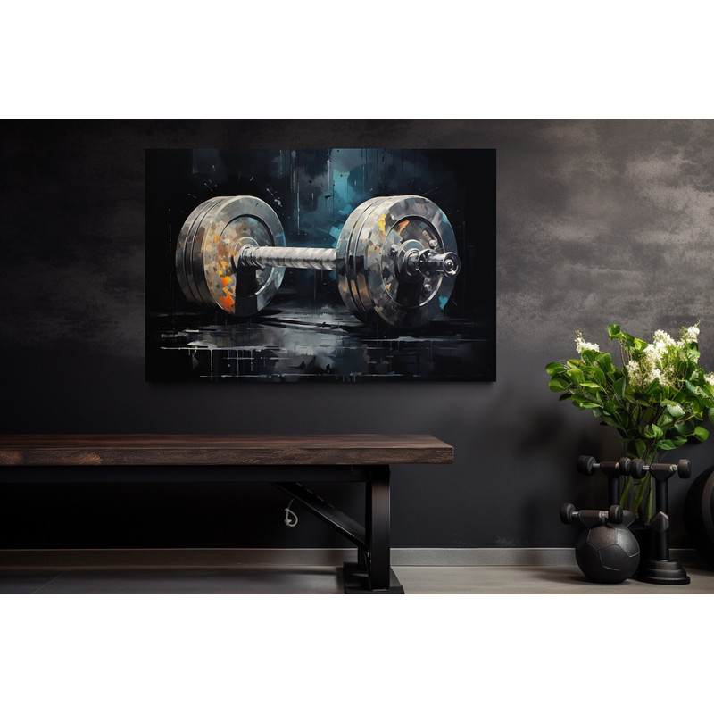 Barbell Graffiti Painting Canvas Print - Gym Wall Art - Motivational Fitness Sports Wall Decor Framed Unframed Ready to Hang.jpg