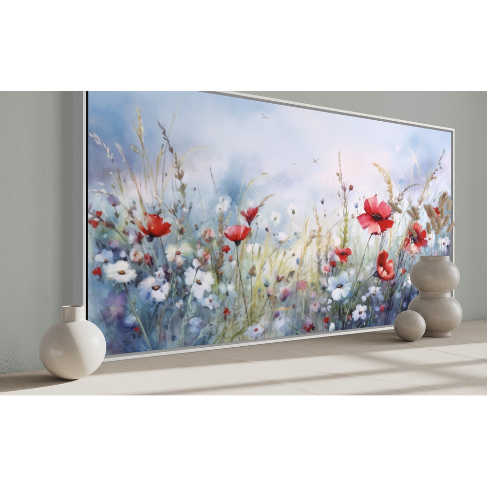 Blue Red Wildflowers Watercolor Painting Canvas Print, Botanical Wall Art, Boho Decor, Farmhouse Floral Artwork Ready To Hang.jpg