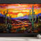 Arizona Desert Wall Art - Stained Glass Style Sonoran Desert And Saguaro Painting Canvas Print, Southwest Decor, Ready To Hang.jpg
