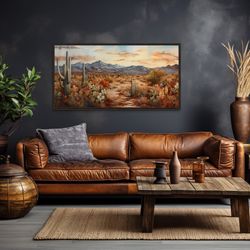 desert landscape with cacti wall art extra large canvas- southwestern painting - sonoran desert framed, unframed, read