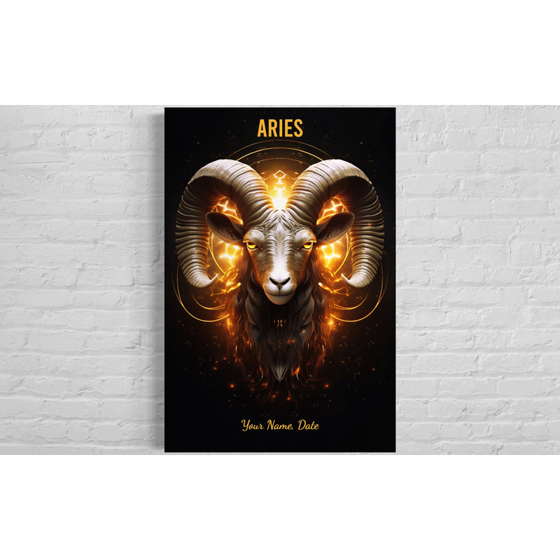 Aries Zodiac Sign Gift - Personalized Aries Celestial Wall Art, Custom Astrology Painting Print on Canvas, Poster, or Acrylic Panel.jpg