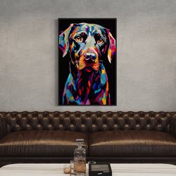 black labrador retriever dog pop art portrait painting cavas print or poster, gift for lab dog owners framed unframed r