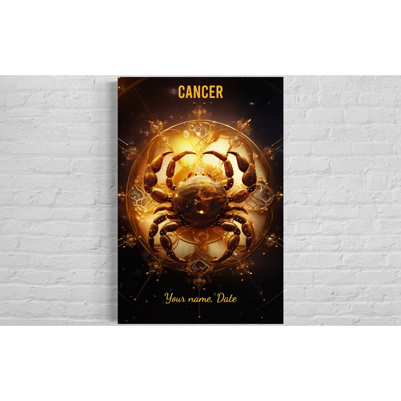 Cancer Zodiac Sign Gift - Personalized Cancer Celestial Wall Art, Custom Astrology Painting Print on Canvas, Poster, or Acrylic Panel.jpg