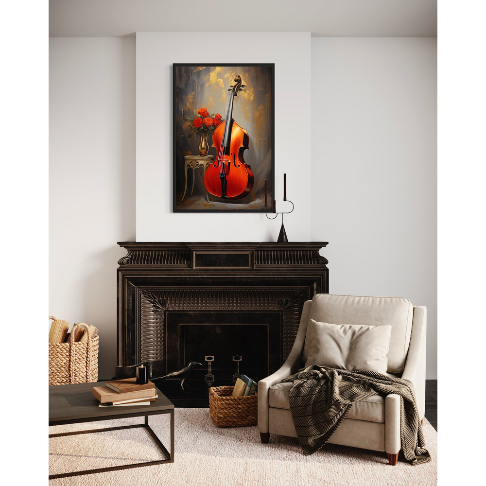 Double Bass Painting Canvas Print, String Instruments Wall Decor, Gift for Musicians, Music Room Wall Art Framed Unframed Ready to Hang.jpg