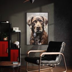 chocolate lab abstract portrait, labrador retriever personalized painting cavas print, gift for dog owners, wall art fra