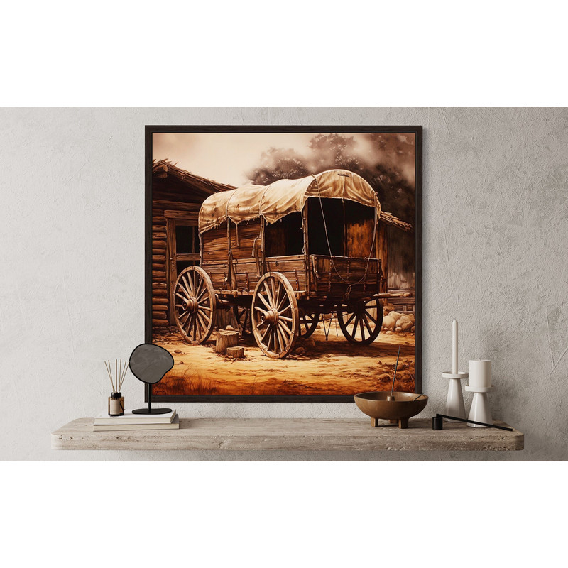 Chuckwagon Painting Canvas Print, Vintage Wagon Cowboy Wild West Wall Art, Ranch Wall Decor, Man Cave Decor, Western Artwork Ready To Hang.jpg