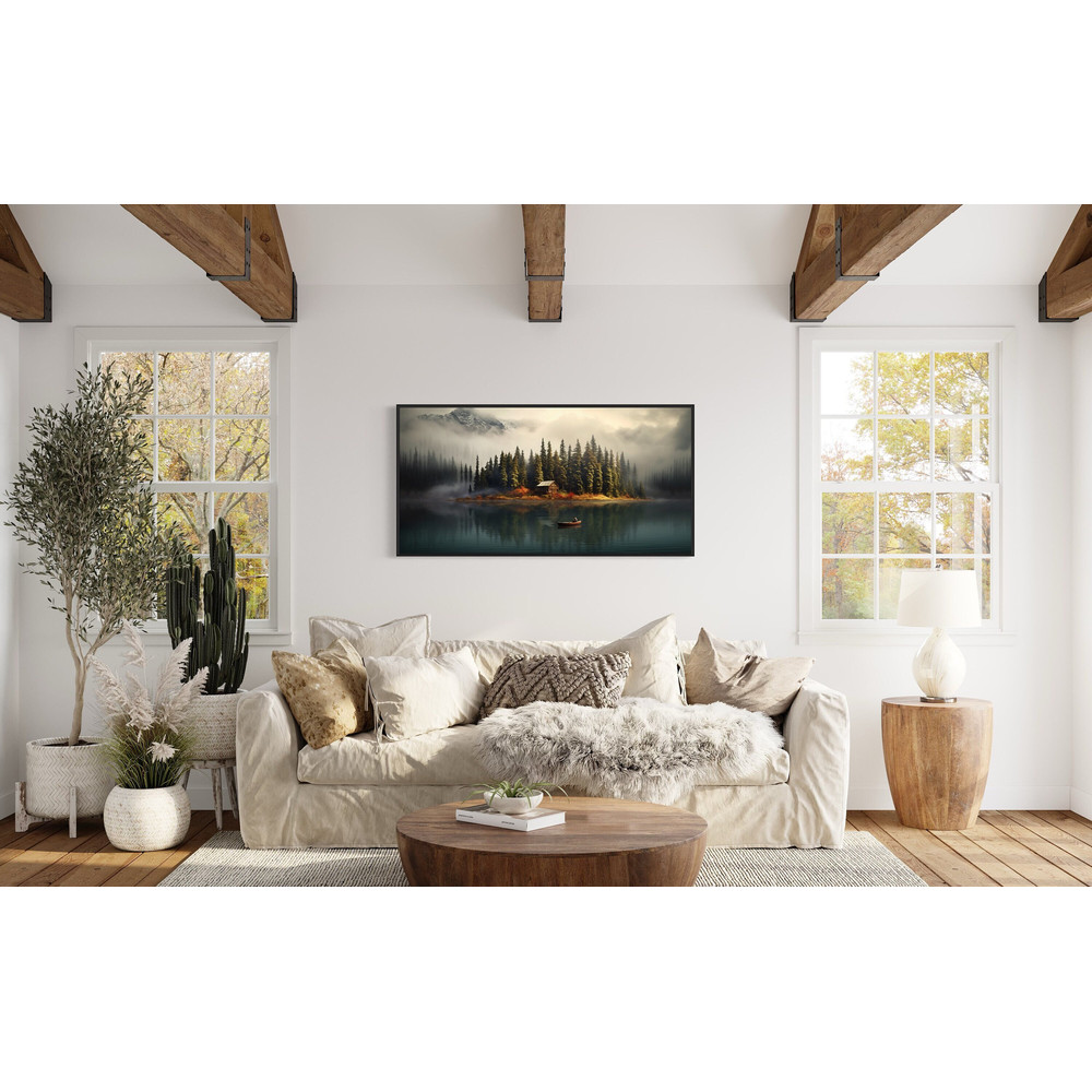 Canoe Painting - Fisherman In The Lake Canvas Print, Lakehouse Wall Art, Cabin Decor, Gift For Fishing Dad, Framed, Unframed, Ready To Hang.jpg