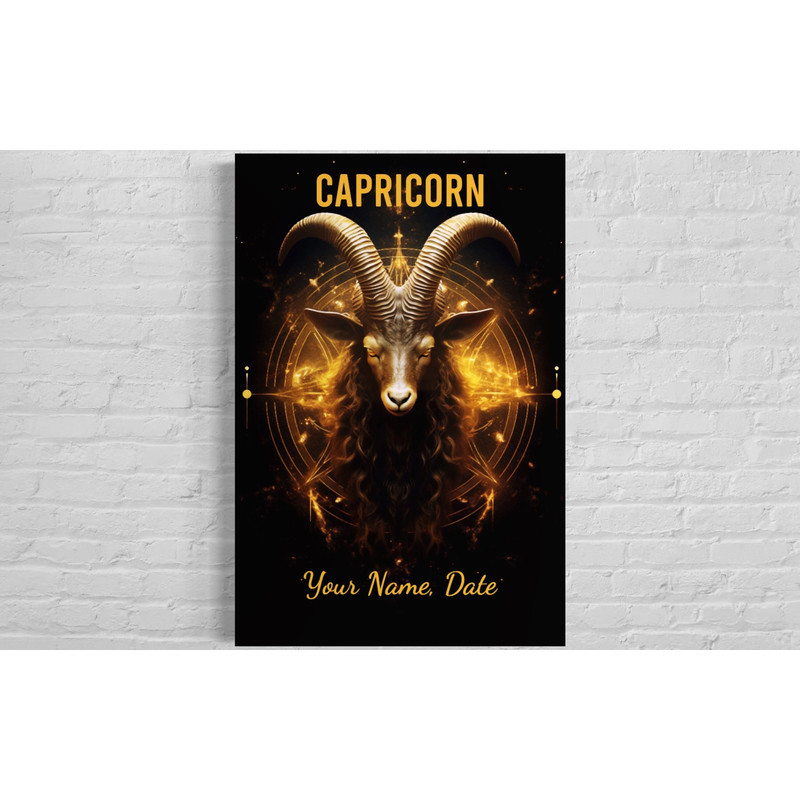 Capricorn Zodiac Sign Gift - Personalized Capricorn Celestial Wall Art, Custom Astrology Painting Print on Canvas, Poster, or Acrylic Panel.jpg