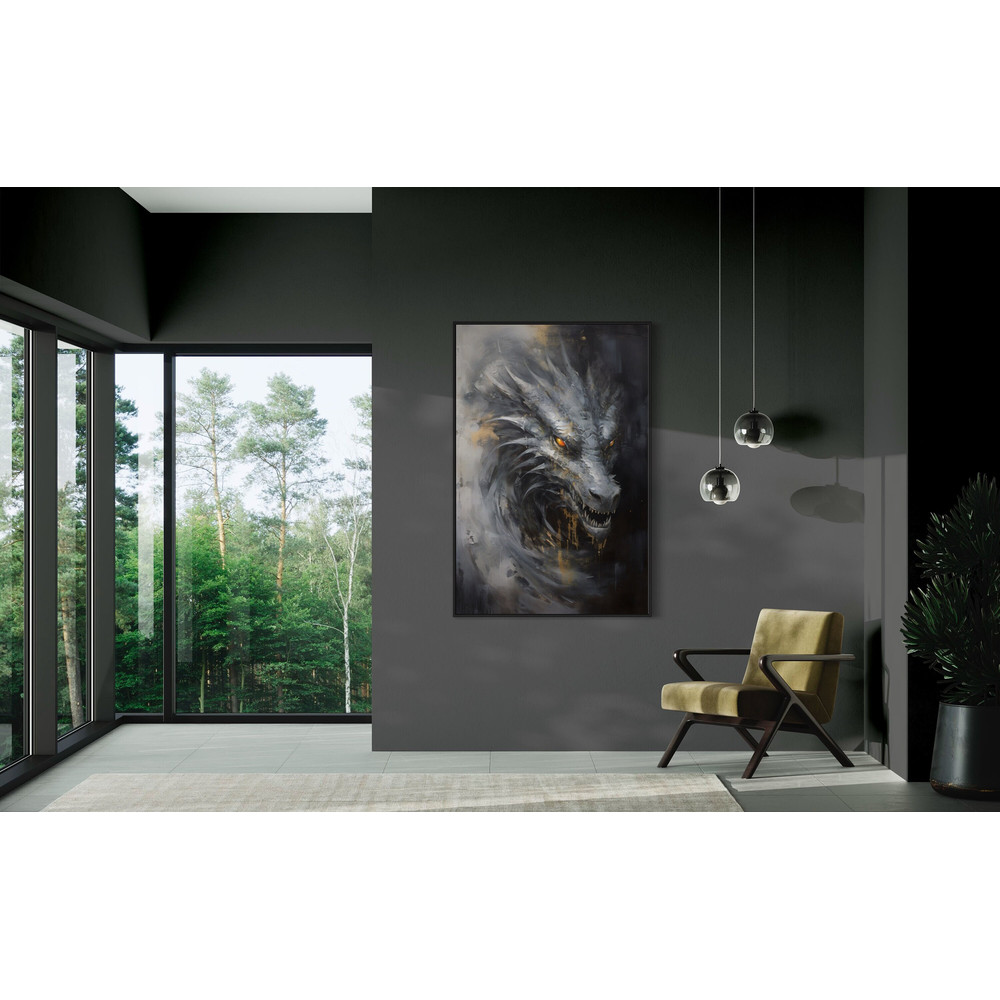 Dragon Wall Art, Abstract Painting Extra Large Canvas Print, Mythology Wall Art Framed Or Unframed Ready To Hang.jpg