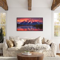 Grand Teton Sunset Photo Canvas Print, Wyoming Rocky Mountains Landscape Wall Art Framed, Unframed, Ready To Hang