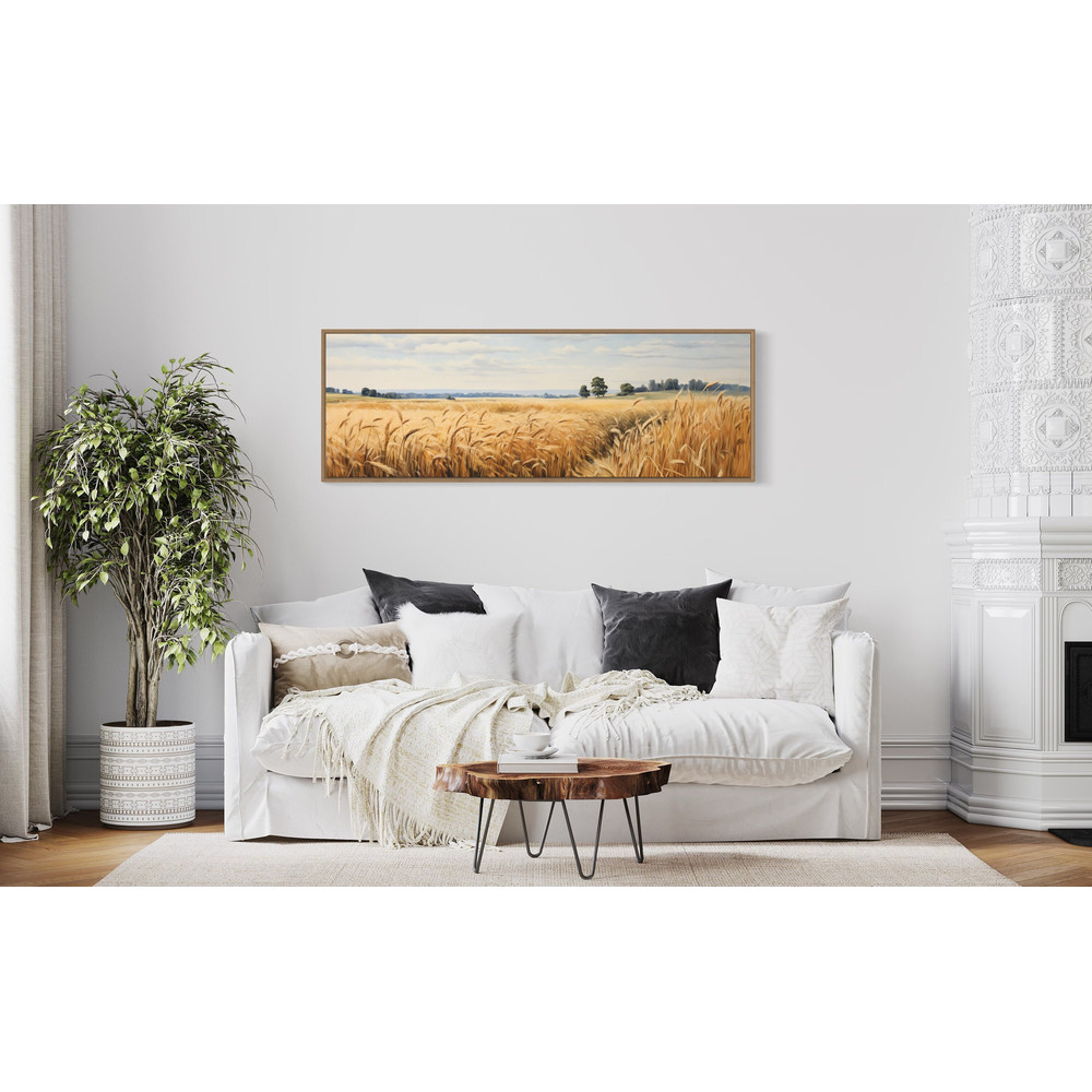 Farm Landscape Wall Art, Wheat Field Painting Horizontal Canvas Print, Farmhouse Rustic Vintage Decor,Ready To Hang.jpg