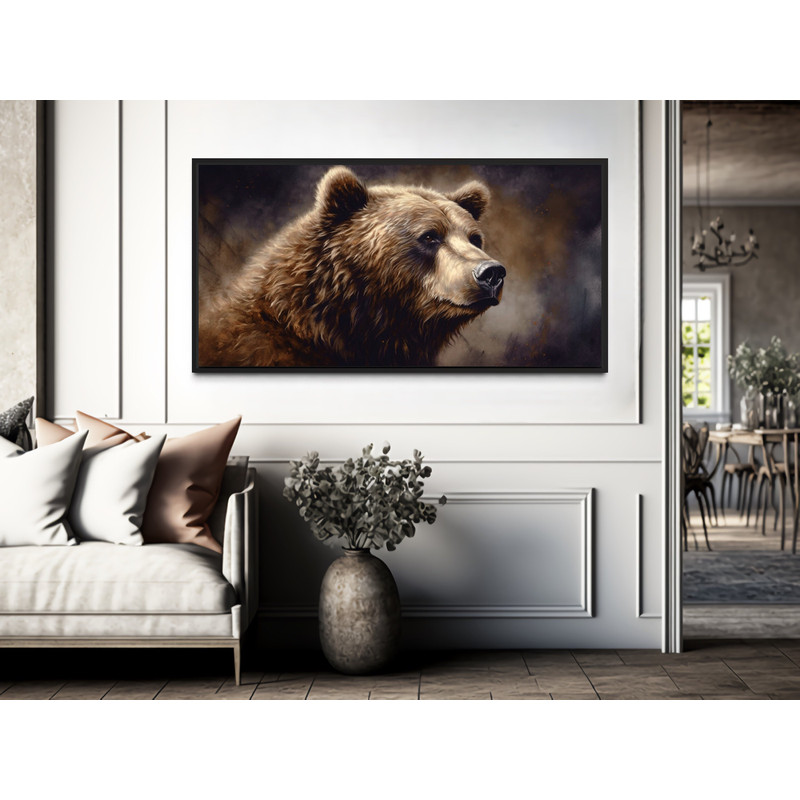 Grizzly Bear Painting Canvas Print,  Extra Large Statement Wall Art - Farmhouse, Living Room Art, Framed Ready To Hang.jpg