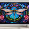 Dragonfly Wall Art - Stained Glass Style Dragonfly Painting, Art Nouveau Print on Canvas Farmhouse Wall Decor, Ready To Hang.jpg