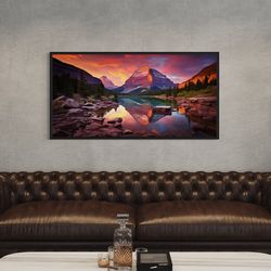 glacier national park extra large painting canvas print - montana photography style wall art framed, unframed, ready to