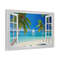 Faux Window Canvas - Caribbean Beach And Sail Boat View From Open Window Painting - Nature Landscape Canvas Print Ready To Hang.jpg