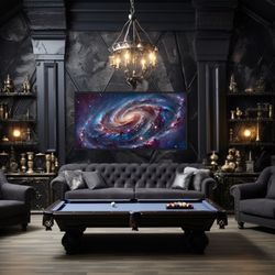 Galaxy Wall Art, Universe NASA Photography Style Painting Canvas Print, Space Sci Fi Wall Decor Framed, Unframed, Ready