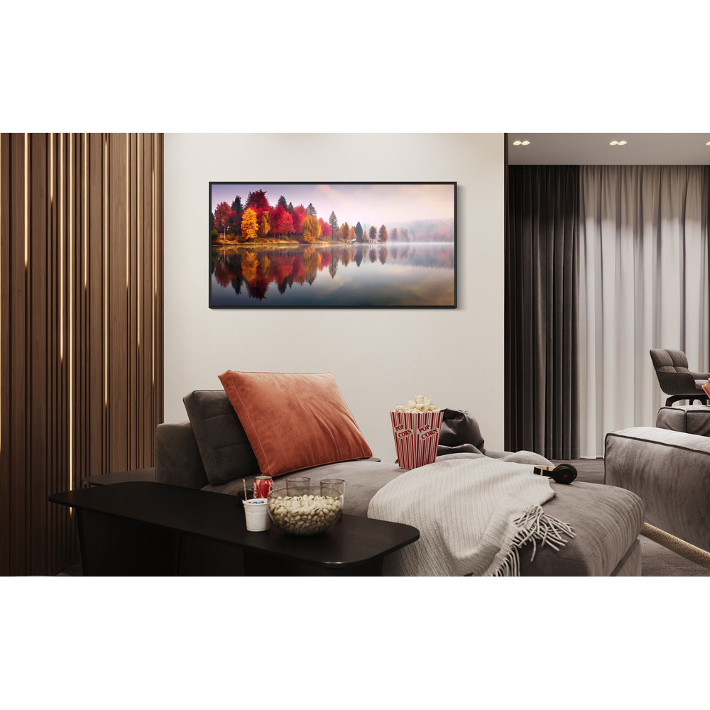 Fall Forest Reflected In Foggy Lake, Autumn Wall Art Canvas Print, Landscape Photography, Lakehouse Cabin Wall Art Ready To Hang.jpg