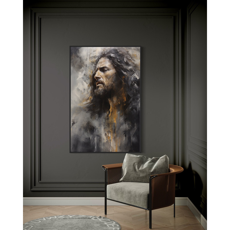 Jesus Christ Wall Art, Abstract Painting Extra Large Canvas Print, Christian Religious Wall Art Framed Or Unframed Ready To Hang.jpg