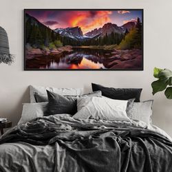 Dream Lake Rocky Mountain National Park Sunset Photo Style Canvas Print, Colorado Landscape Wall Art Framed, Unframed, R