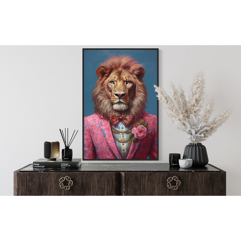 Lion Fashion Painting - Preppy Wall Art - Designer Lion Art Print - Animal Fashion Poster Or Canvas - Girls Room Decor - Gift For Tweens.jpg