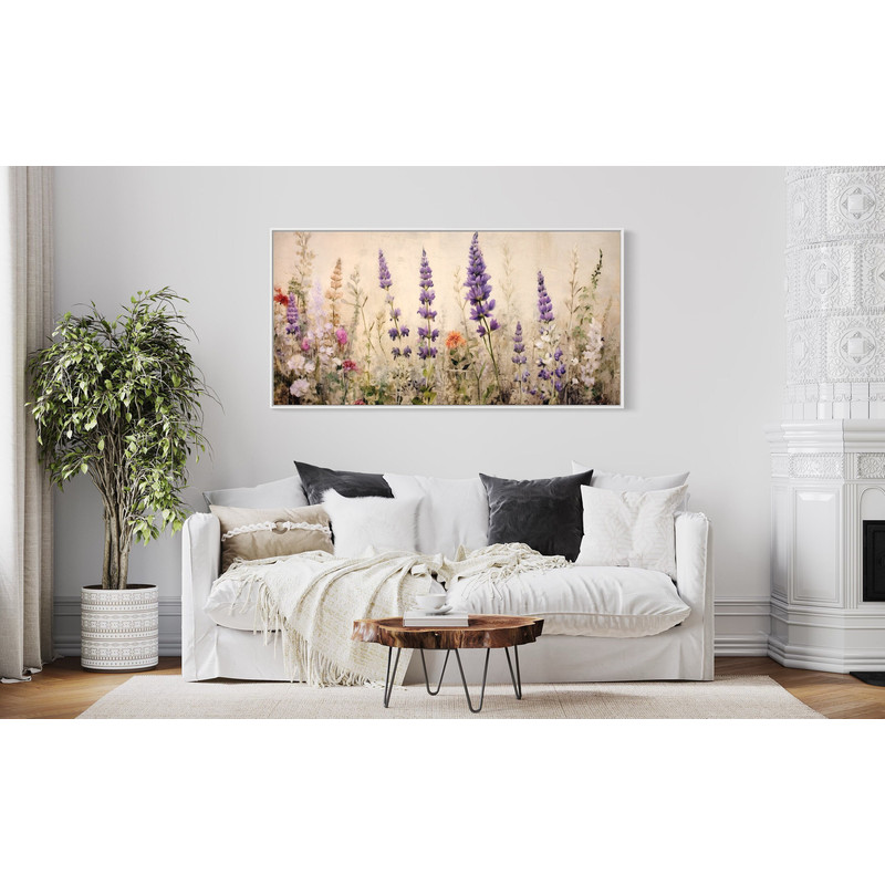 Lavender Wildflowers Field Wall Art Watercolor Floral Botanical Painting Canvas Print, Minimalist Boho Farmhouse Wall Decor Ready To Hang.jpg