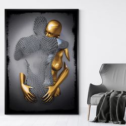 embrace of the gilded couple, union of opposites, gilded couple, embracing differences, harmony in duality, chained and