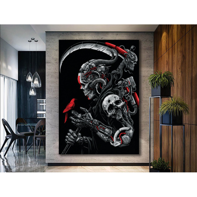 Cybernetic Reaper,Futuristic Art, Cyberpunk Reaper, Sci-Fi Illustration, Dark Art, Red Cardinal, Symbolic Contrast, Cybernetics.jpg