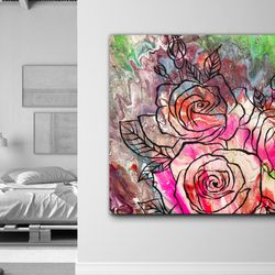 enchanted roses,floral art, abstract roses, vibrant colors, nature-inspired, modern elegance, dreamlike imagery, artisti