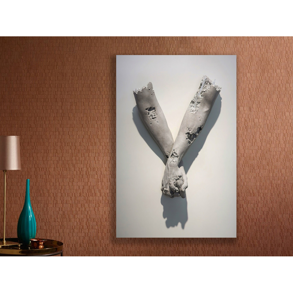 Ephemeral Embrace,Poignant Representation, Fragility, Eroded Texture, Contemporary Art, Delicate Moment, Transient Bonds, Wall Art.jpg