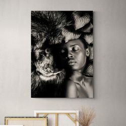 harmony in contrast,contemporary wall art, striking portrait, serene artwork, home decor, living room art, modern decor,
