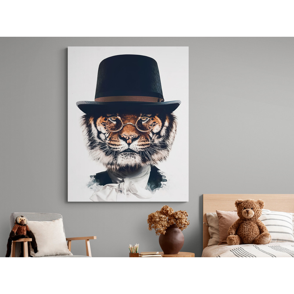 Dapper Tiger Portrait,Tiger Art, Animal Portrait, Dapper Animal, Whimsical Decor, Wall Art, Elegant Tiger, Home Decor, Unique Artwork.jpg