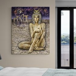 desert queen's reflection,ancient civilization, desert beauty, timeless elegance, regal portraiture, historical art, des