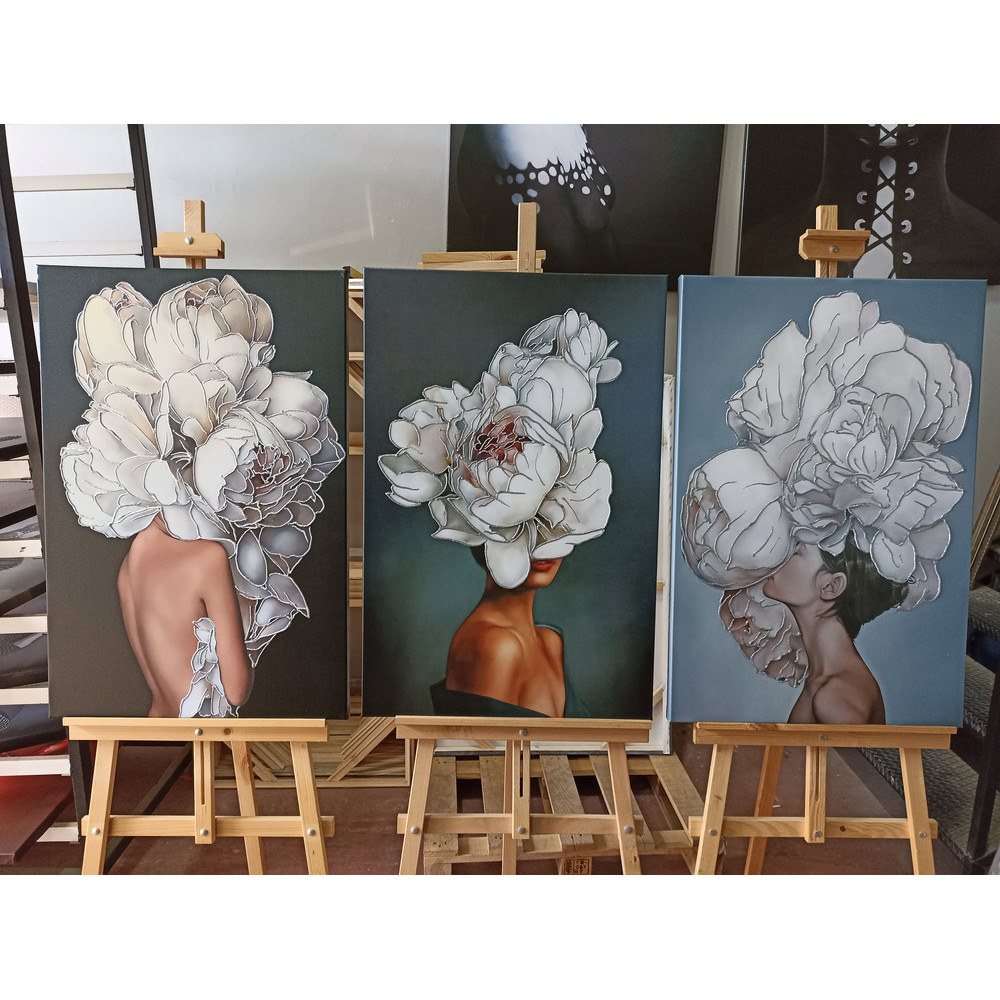 Floral Essence Human and Nature Intertwined,Triptych Art, Human-Nature Fusion, Ethereal Beauty, Delicate Peonies, Surreal Portraiture.jpg