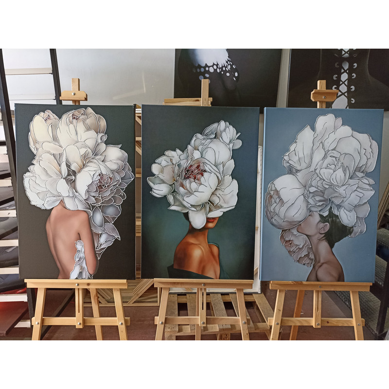Floral Essence Human and Nature Intertwined,Triptych Art, Human-Nature Fusion, Ethereal Beauty, Delicate Peonies, Surreal Portraiture.jpg