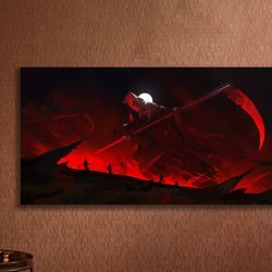 grim reaper canvas, death canvas wall decor, black and red canvas wall decor, high quality canvas print, modern home dec