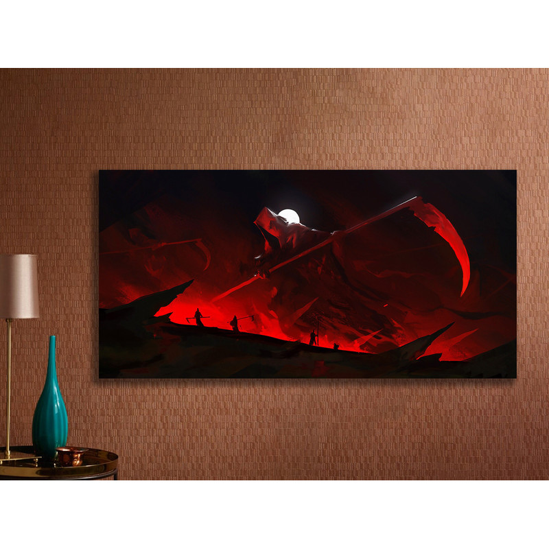 Grim Reaper Canvas, Death Canvas Wall Decor, Black and Red Canvas Wall Decor, High Quality Canvas Print, Modern Home Decor, Home Gift.jpg