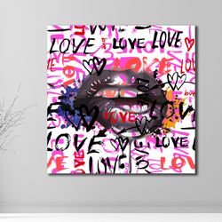 lips of passion,avant-garde, expressive, urban, romance, abstract, vibrant, pop culture, sensuous, statement piece, love