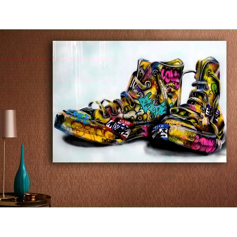 Graffiti Converse Canvas Wall Decor, Banksy Shoes Canvas Wall Art, Street Art Canvas Painting, Shoes Decoration, Home Decor, Home Gift.jpg