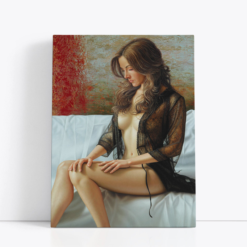 Lady in a Decollete Nightgown,art, painting, decollete, nightgown, elegance, beauty, woman, canvas, home decor, wall art,Wall Accesory.jpg