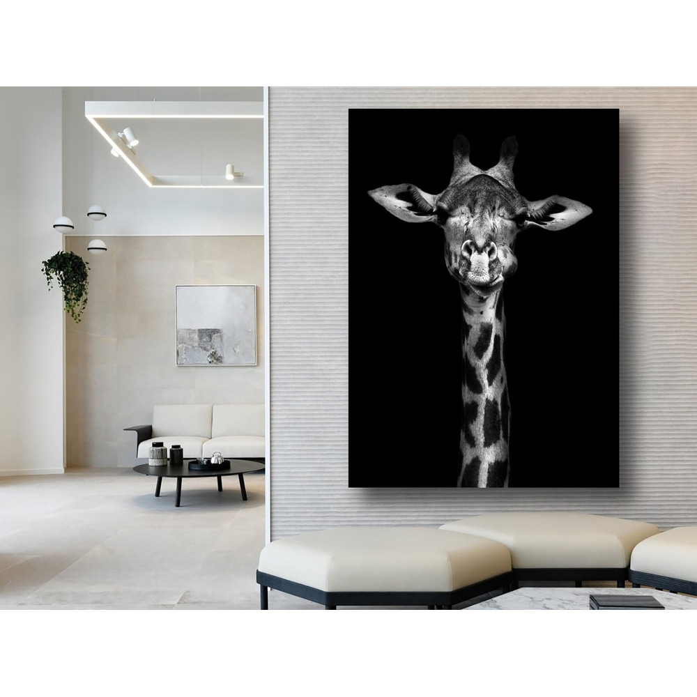 Gentle Giant in Contrast,Nature Inspired Wall Art, Monochrome Decor, Elegant Giraffe Print, Contemporary Wildlife Art, Modern Home Decor.jpg